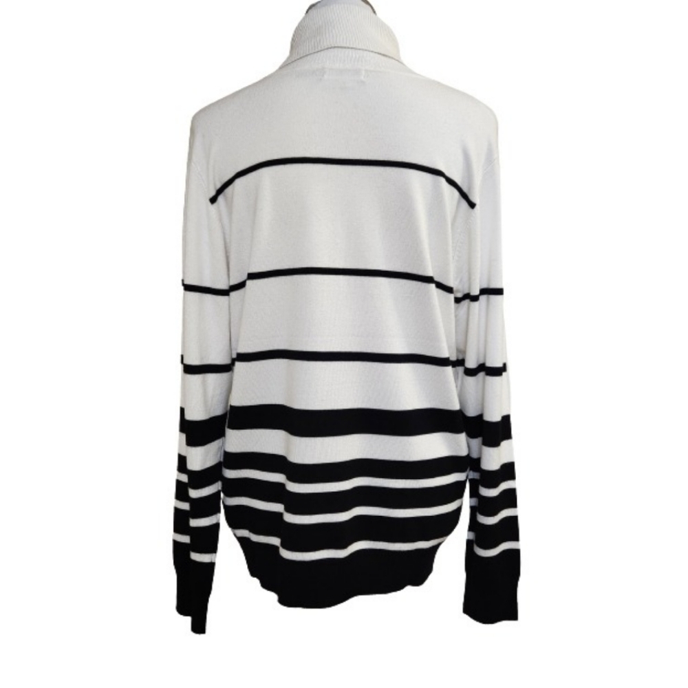 🆕️⬇️Calvin Klein Winter White & Black Stripe Turtleneck - Picture 7 of 11